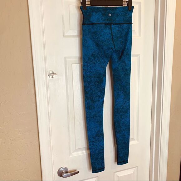 Lululemon Wunder Under Pant III Luon Spray Jacquard Shocking Blue Black Size 2 - Picture 6 of 9